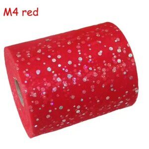 Sequin Dot Tulle - 6" x 100 FT - RED